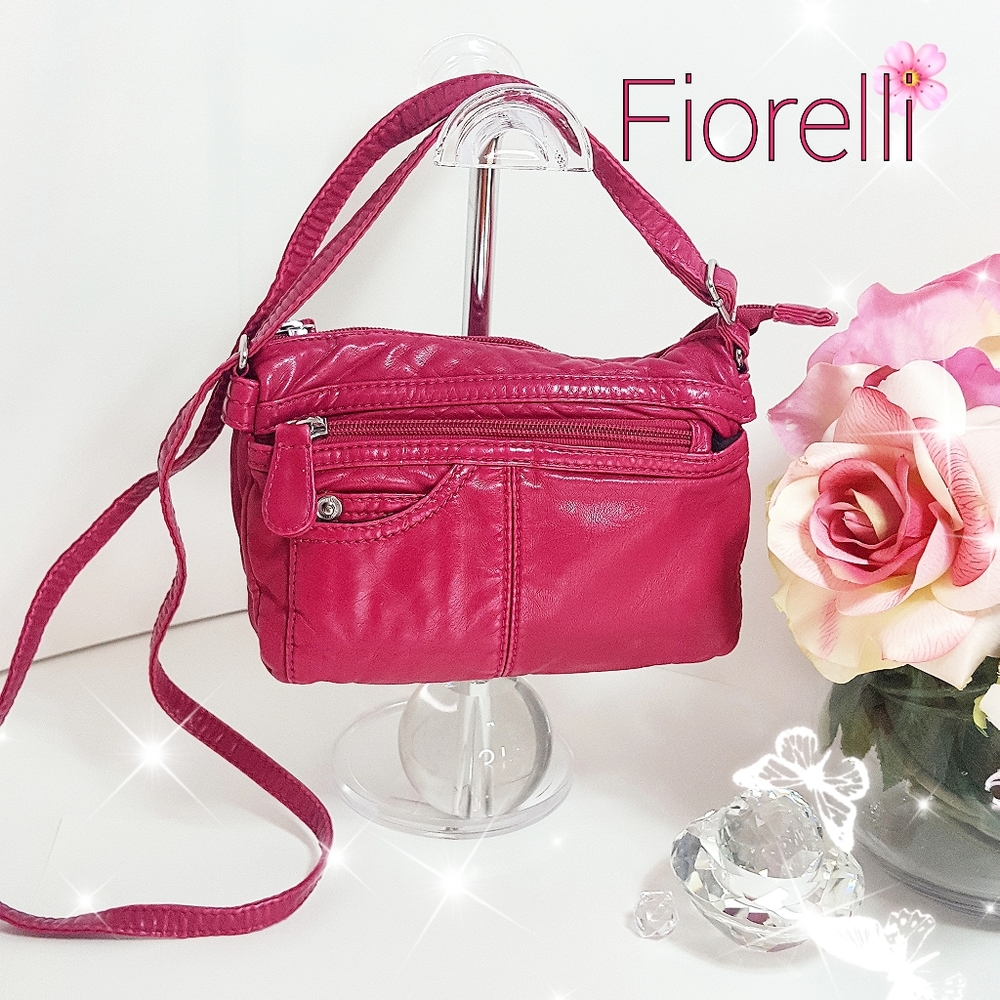 Fiorelli💗Raspberry Crossbody/Shoulder Bag|Multi Front Pockets|Adjustable Strap